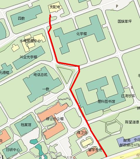 红线为施工路段